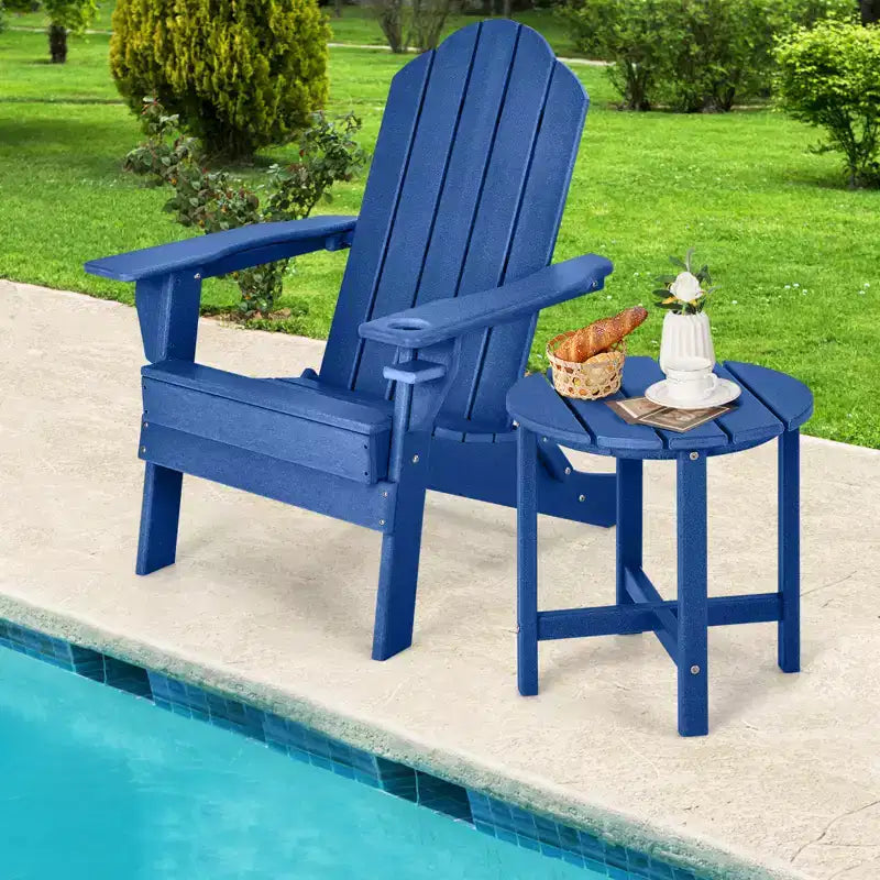 Costway 18'' Patio Round Adirondack Side Table Weather Resistant HDPE Garden