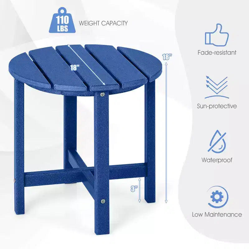 Costway 18'' Patio Round Adirondack Side Table Weather Resistant HDPE Garden