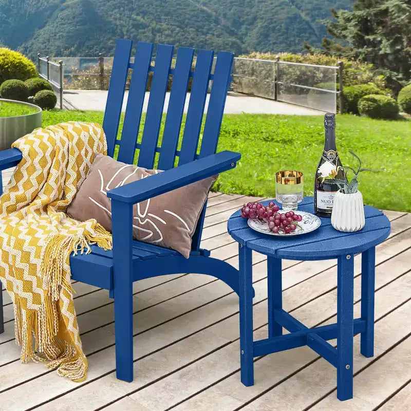 Costway 18'' Patio Round Adirondack Side Table Weather Resistant HDPE Garden