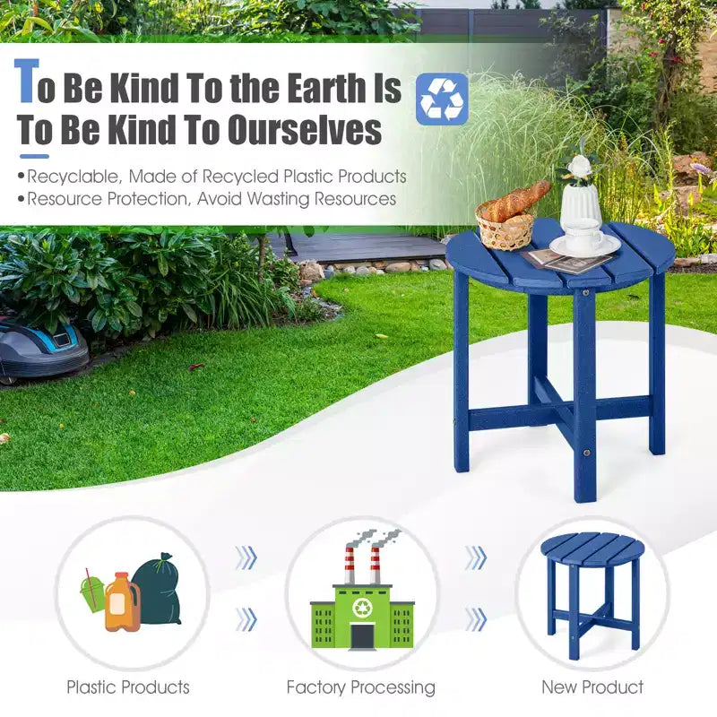 Costway 18'' Patio Round Adirondack Side Table Weather Resistant HDPE Garden
