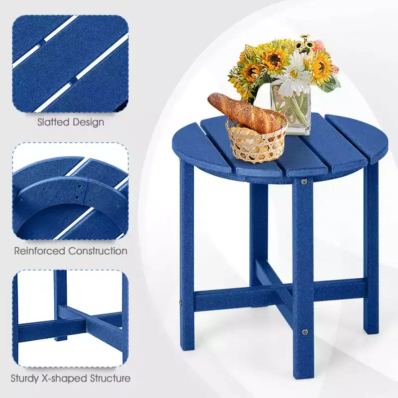 Costway 18'' Patio Round Adirondack Side Table Weather Resistant HDPE Garden