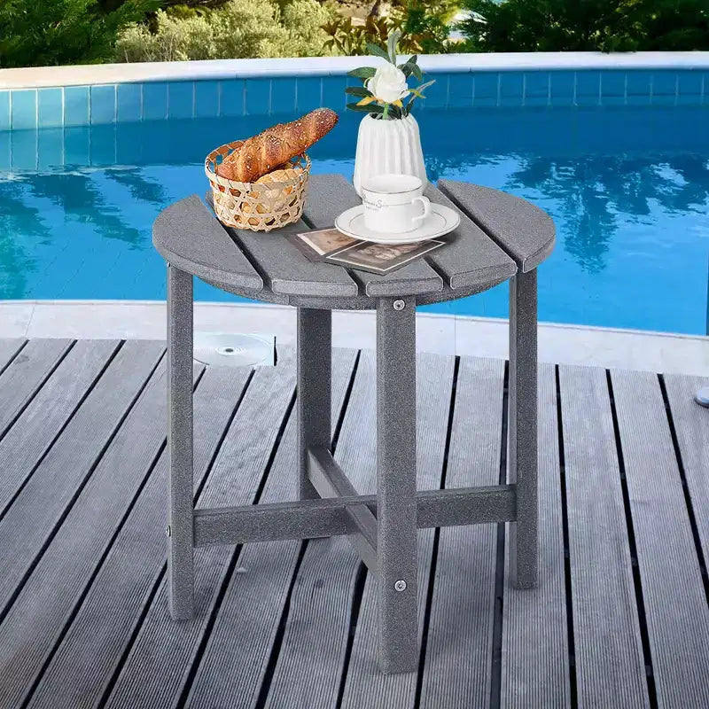 Costway 18'' Patio Round Adirondack Side Table Weather Resistant HDPE Garden