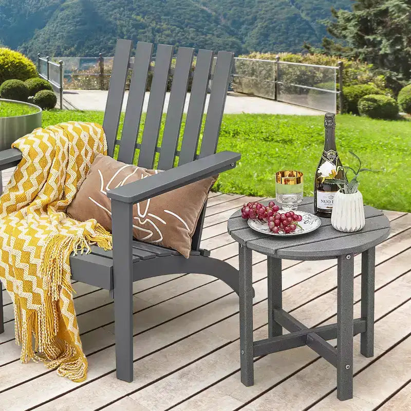 Costway 18'' Patio Round Adirondack Side Table Weather Resistant HDPE Garden