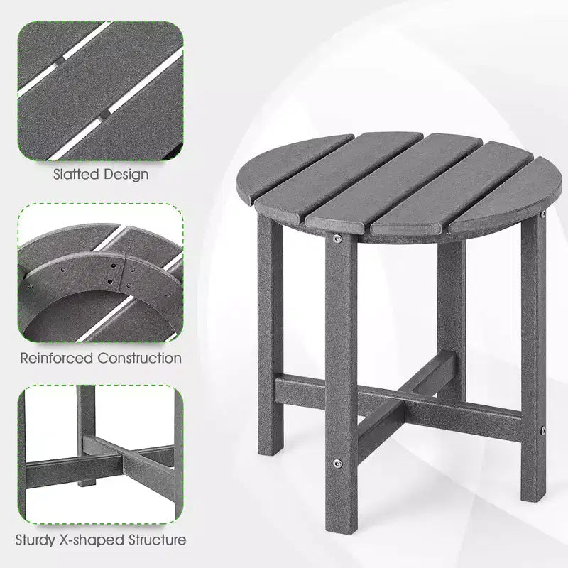 Costway 18'' Patio Round Adirondack Side Table Weather Resistant HDPE Garden