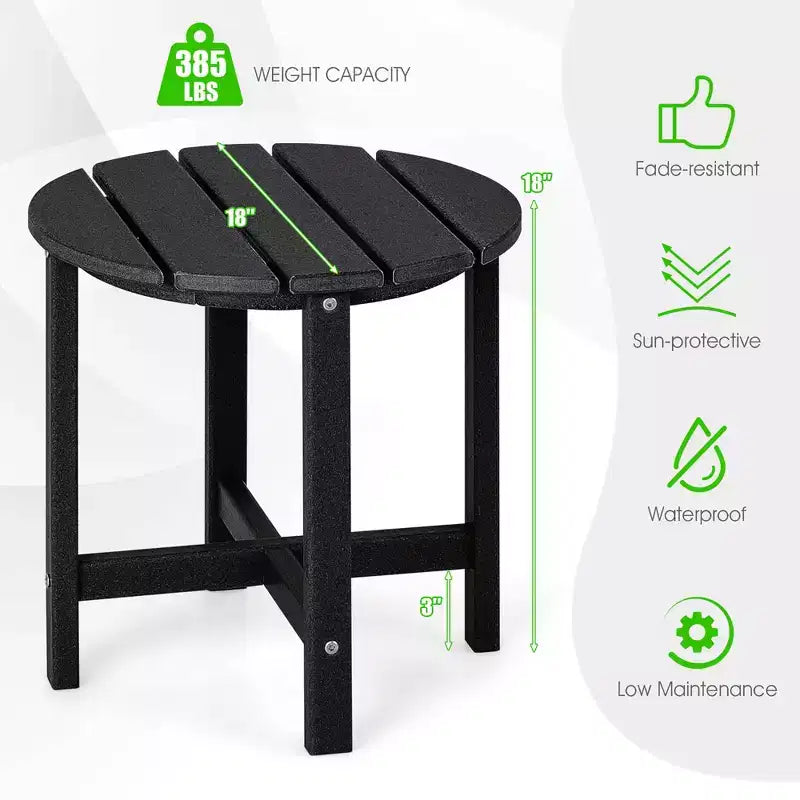 Costway 18'' Patio Round Adirondack Side Table Weather Resistant HDPE Garden