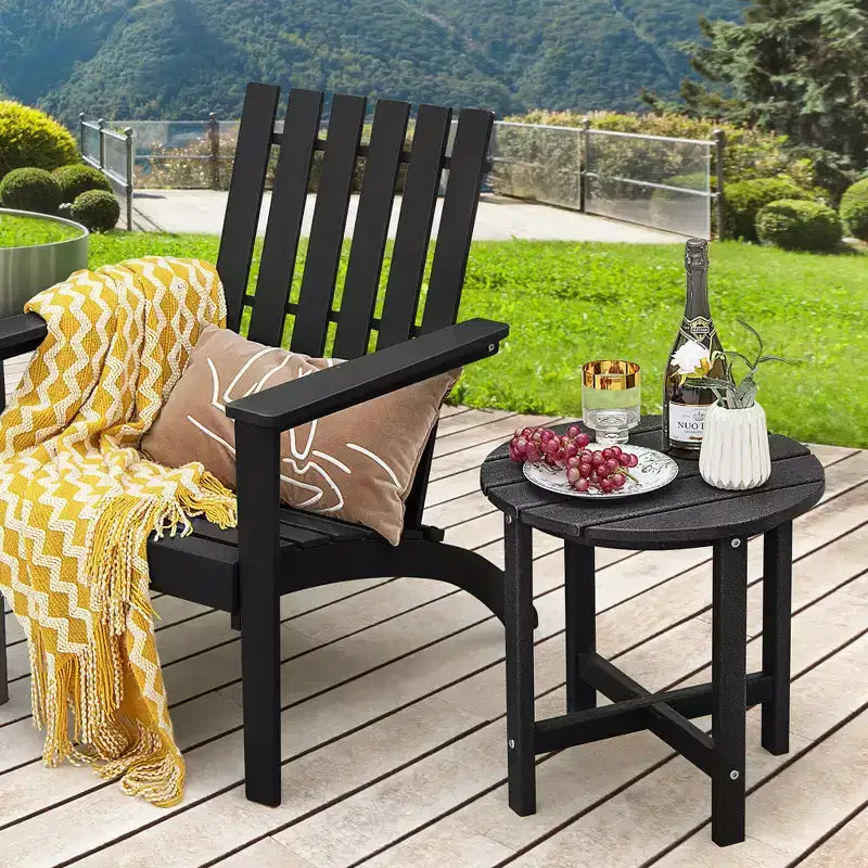 Costway 18'' Patio Round Adirondack Side Table Weather Resistant HDPE Garden