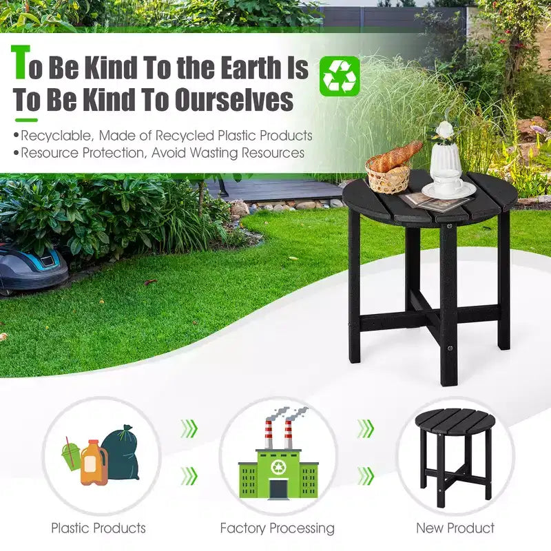 Costway 18'' Patio Round Adirondack Side Table Weather Resistant HDPE Garden