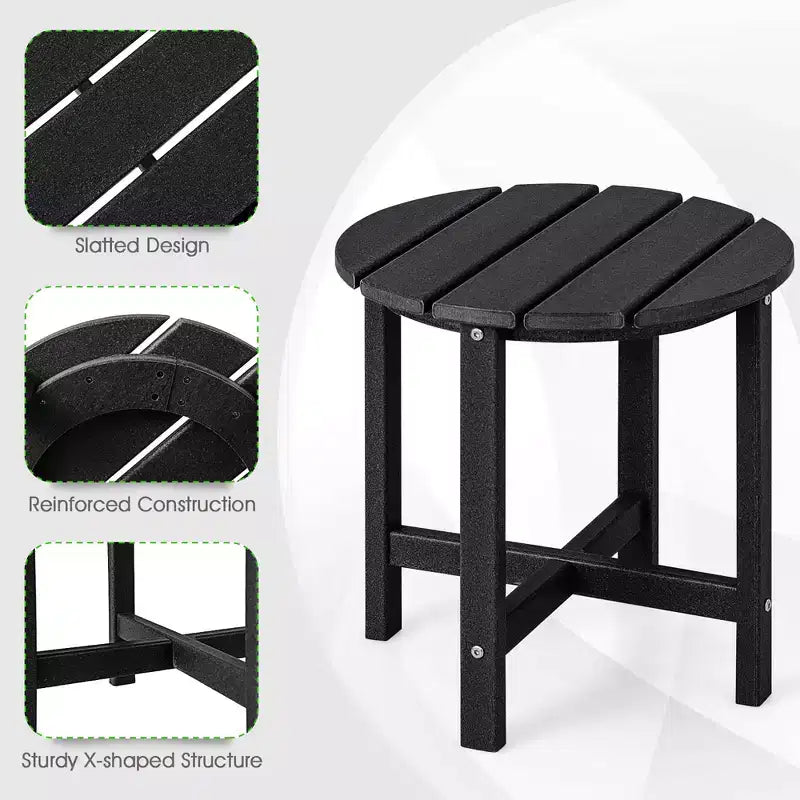 Costway 18'' Patio Round Adirondack Side Table Weather Resistant HDPE Garden