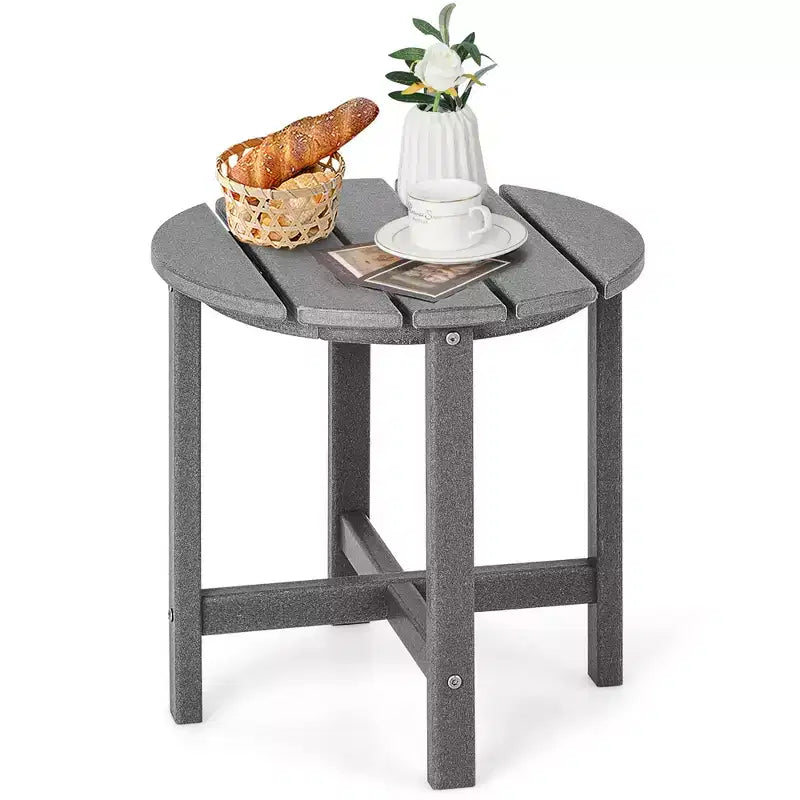 Costway 18'' Patio Round Adirondack Side Table Weather Resistant HDPE Garden