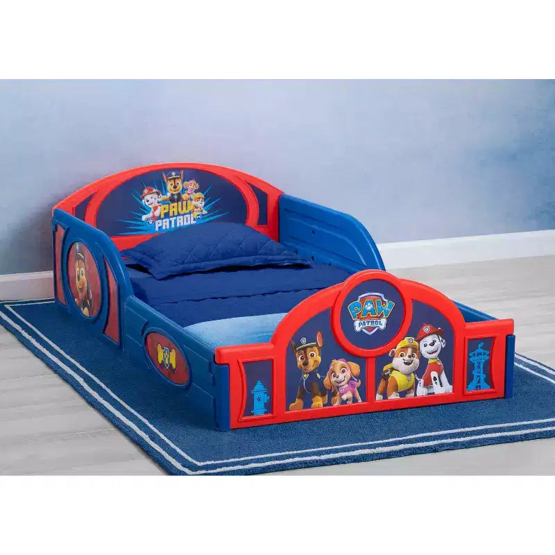 Delta Children Plastic Sleep and Play Toddler Kids' Bed with Attached Guardrails - PAW Patrol