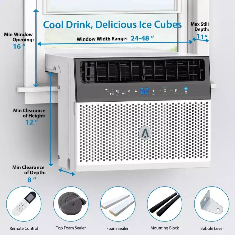 Acekool 6,000 BTU Smart Window Air Conditioner, Wi-Fi Room AC with Remote, Quiet Cooling for Rooms up to 250 Sq Ft