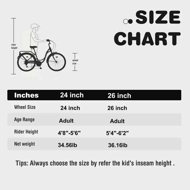 Vélo de ville femme Zeus & Ruta 24 pouces, 7 vitesses, cadre acier