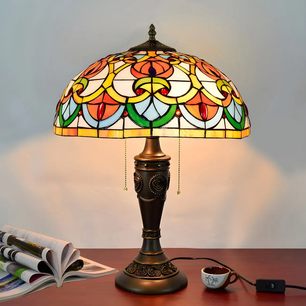 HomeyFad 2-Light Vintage Stainless Glass Dome Table Lamp