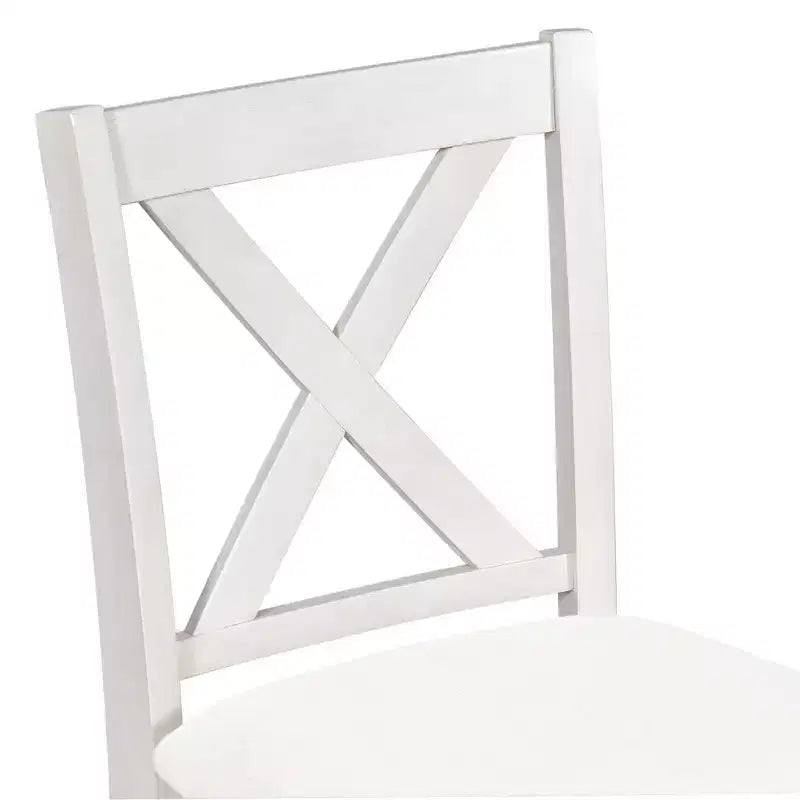 Homy Casa 5-Piece Counter-Height Dining Table and Chairs Set with Storage Shelves, White and Walnut  Modern Farmhouse Style