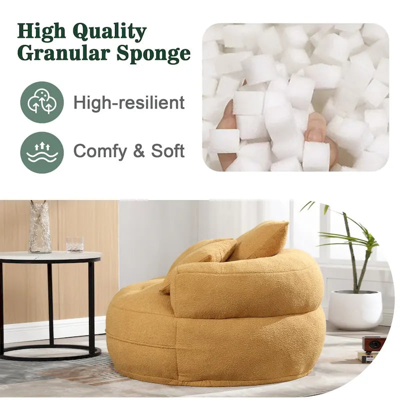 Round Lazy Sofa Chair – White/Blue/Grey/Yellow/Orange/Rose Red/Navy/Green, Single & Couple Seat