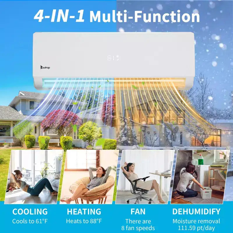 Karl Home 3-Zone 28000 BTU 20 SEER2 Mini Split Air Conditioner with Heat Pump (9K+9K+18K)