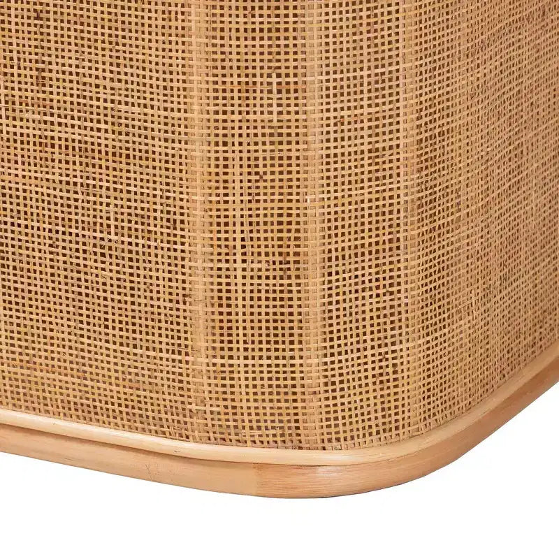 bali & pari Ishana Natural Rattan Storage Bench Natural/White: Upholstered Polyester, Plywood Frame, No Assembly Required