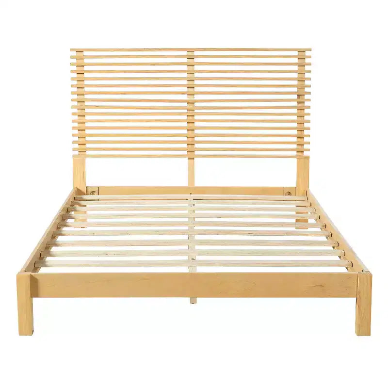 Christopher Knight Home Eunji Modern Pine Wood Bed Frame with Horizontal Slatted Headboard