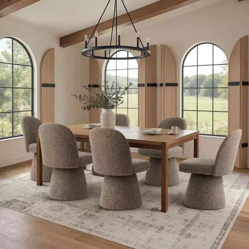 Set of 6 Modern 360 Swivel Armless Dining Chairs with Pedestal-style Base, Elegant Accent Chairs for Kitchen, Dining Room, or Office-Panipeachy