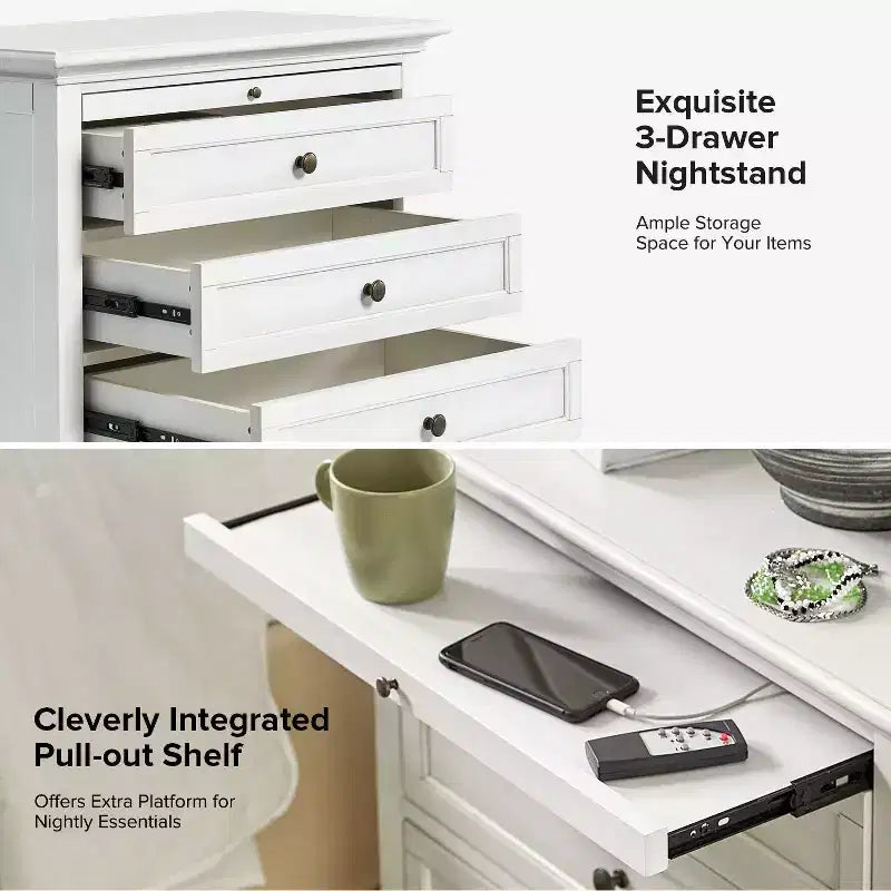 Giorgio 3 - Drawer end table with Built-In Outlets Set of 2|HULALA HOME