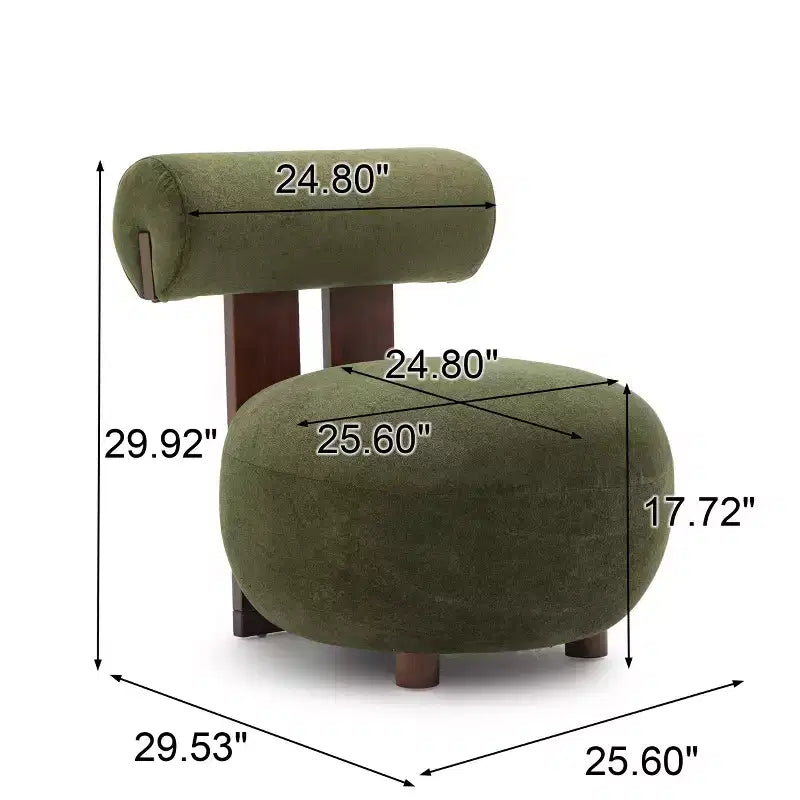 Christopher Knight Home Chariya Modern Rubberwood Velvet Upholstered Sculptural Accent Chair with Cylindrical Backrest