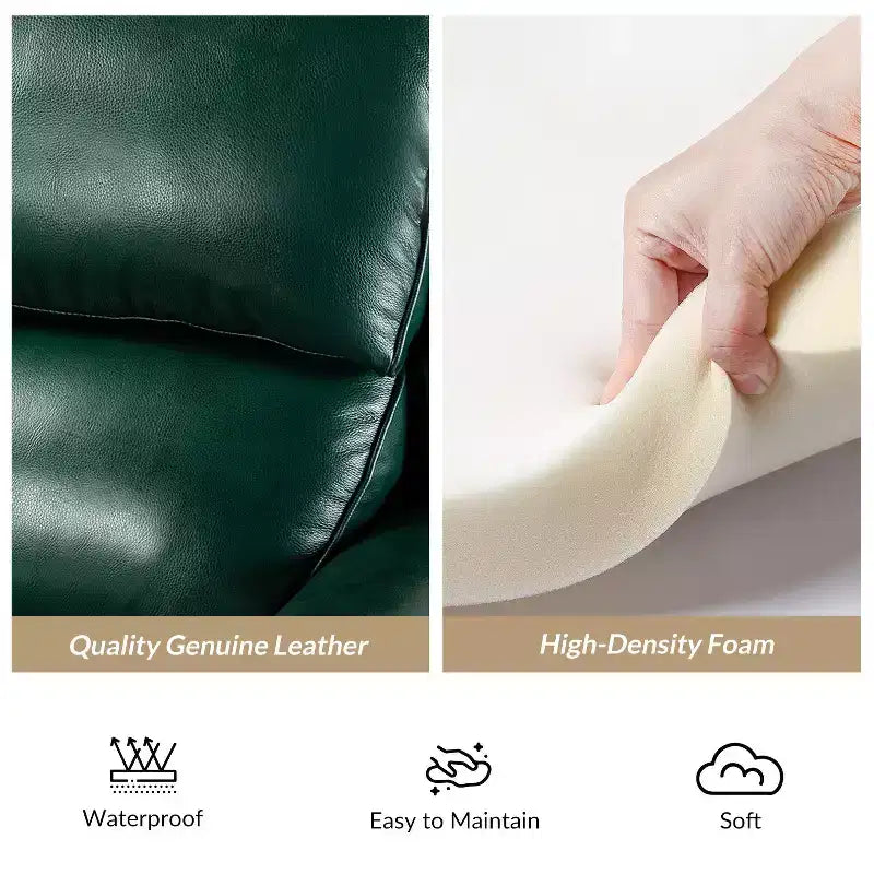Set of 2 Elisabete Modern Wingback Genuine Leather Recliner with Vintage Nail Head Trim for Living Room and Bedroom| ART OF LIVING DESIGNS