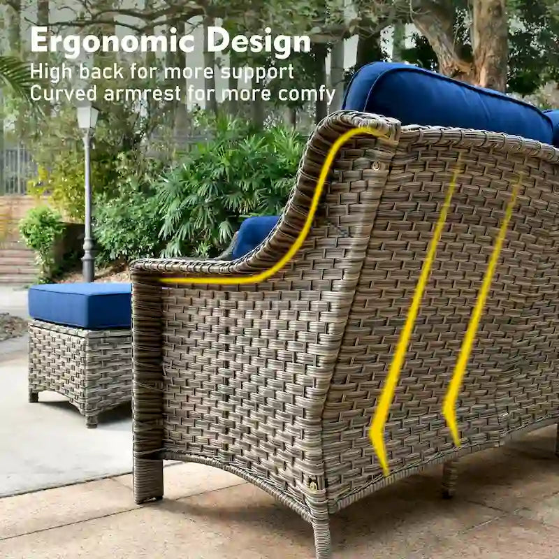 XIZZI 9-piece Outdoor Patio Furniture Conversation Set with Swivel Chair