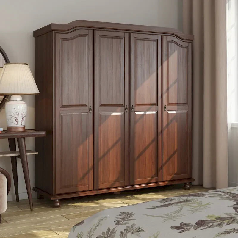 Palace Imports Kyle Armoire 4 portes 100 % en bois massif avec portes en bois massif ou portes miroir