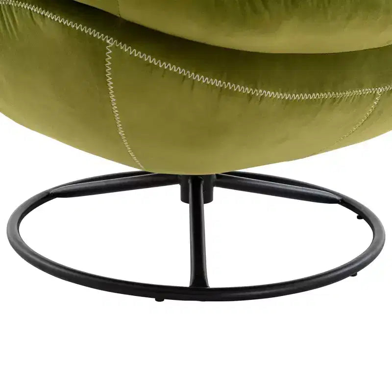 Fauteuil d'appoint en velours Okak avec pouf, fauteuil de salon moderne de style scandinave sans accoudoirs, fauteuil d'appoint doux et confortable pour regarder la télévision, jouer à des jeux
