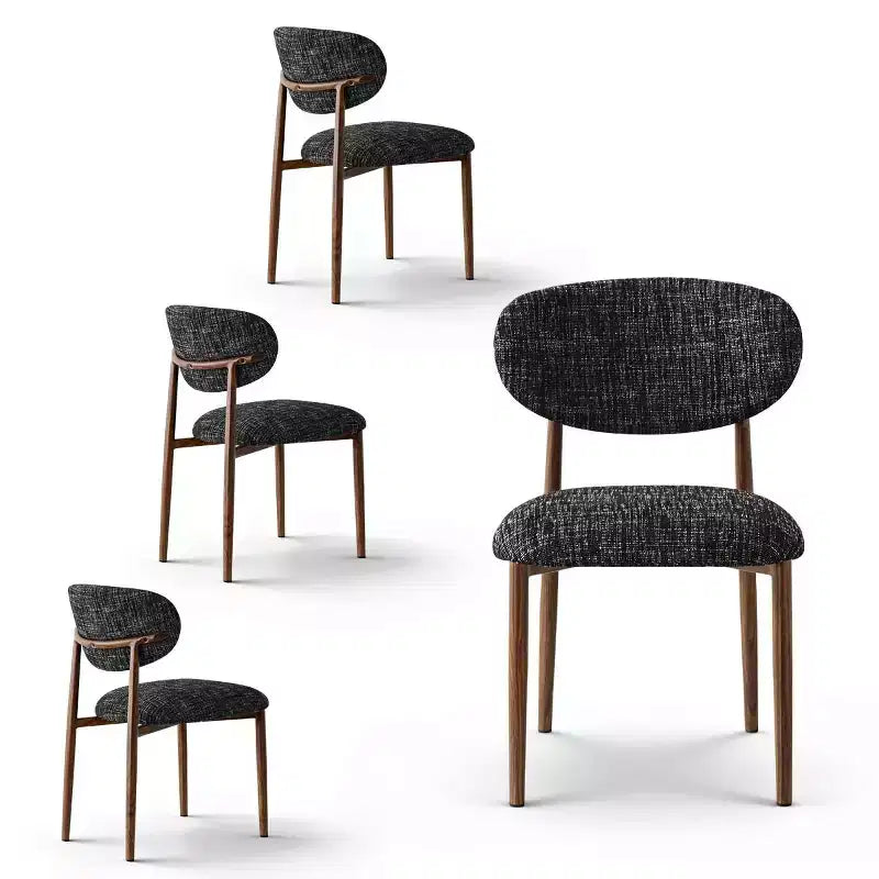 Set of 4 Modern Upholstered Dining Chairs with Curved Backrest, Iron Frame Armless Side Chairs for Dining Room, Kitchen-Panipeachy