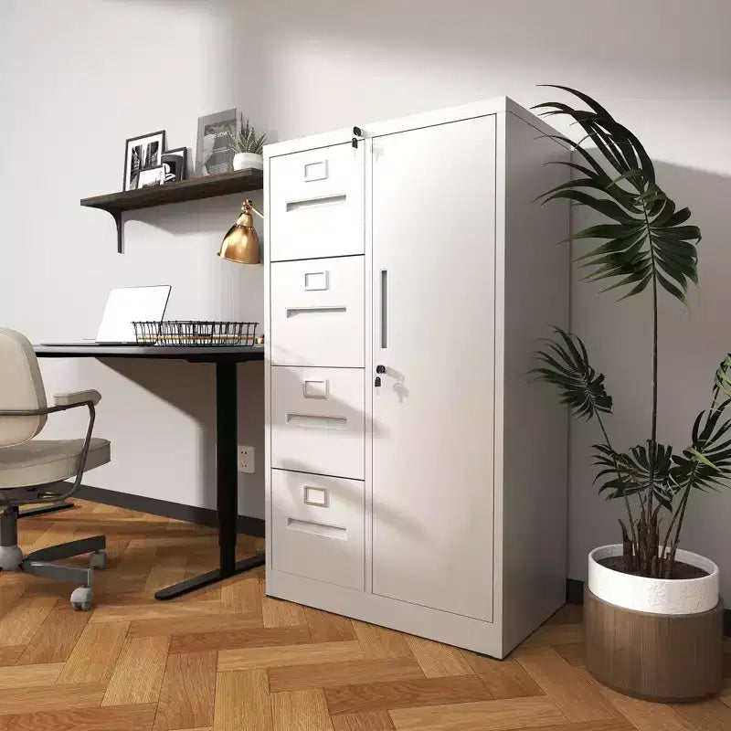 Metal Storage Vertical Filing Cabinet with Lock, Steel File Locker with 4 Drawers
