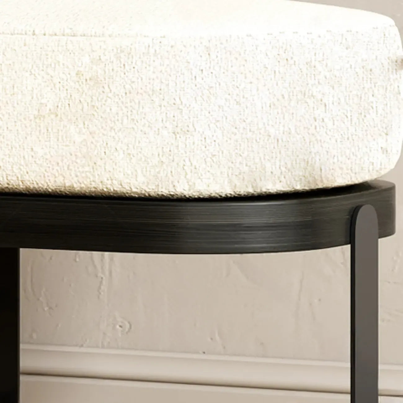 Modern Wooden Beige Upholstered Short Bench