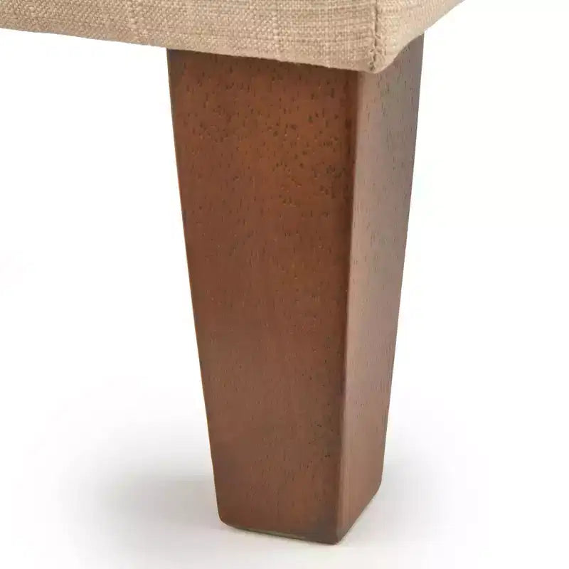 Lifestorey 4pc Kerrington Channel Back Banquette Dining Set Walnut/Cream: Linen-Look Fabric, Pedestal Table