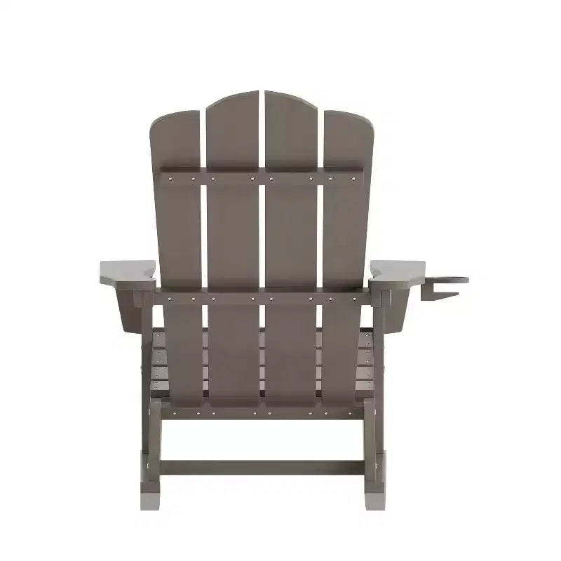 Merrick Lane Adirondack Rocking Chair with Cup Holder, All-Weather HDPE Indoor/Outdoor Chair