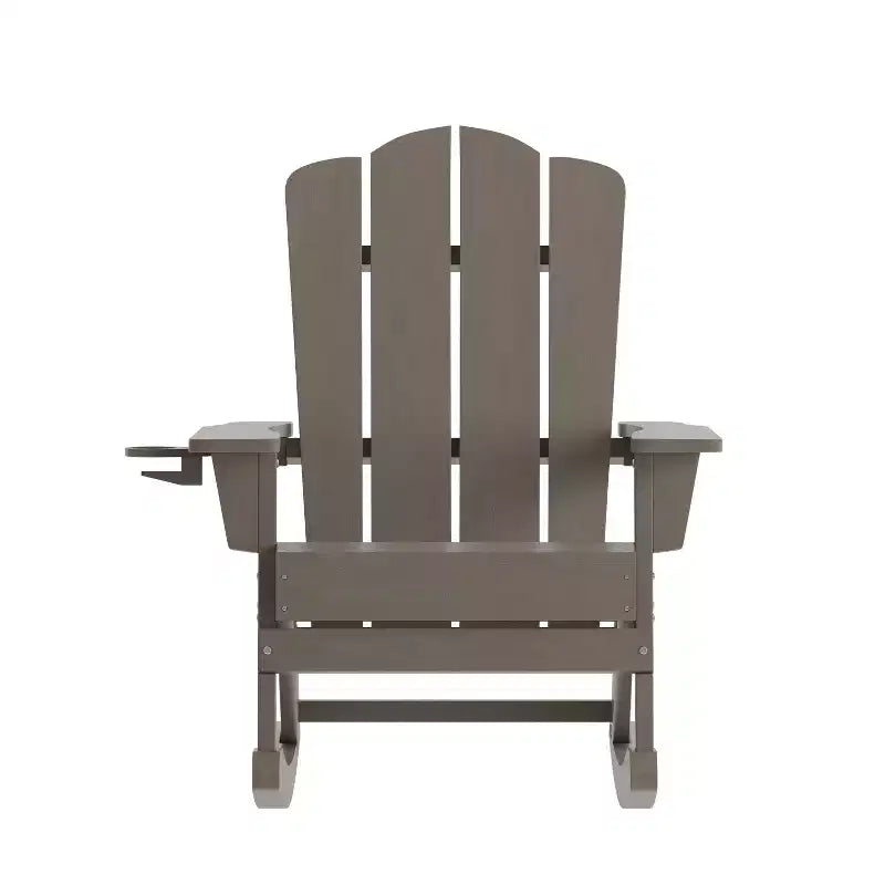 Merrick Lane Adirondack Rocking Chair with Cup Holder, All-Weather HDPE Indoor/Outdoor Chair