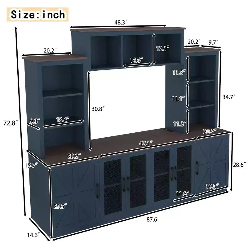 Modern TV Stand for 55-Inch TV with Charging Station, Media Console with Large Storage Cabinets, Entertainment Center for Living Room-Panipeachy