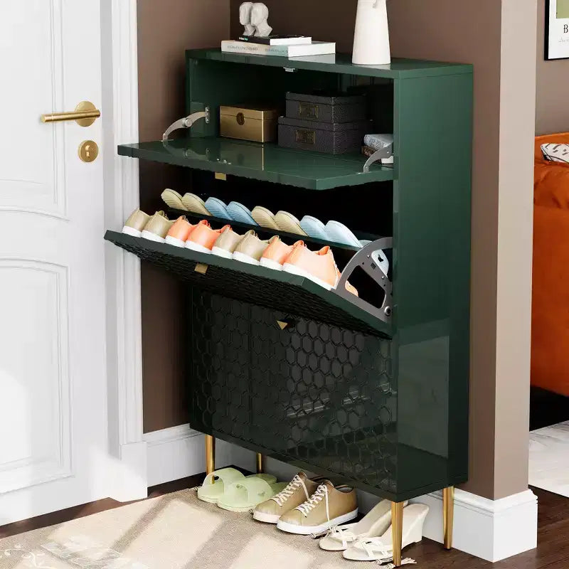 CLIHOME 24 Pair Entryway Shoe Storage Organizer Cabinet Flip Drawers Closet Shoe Rack Shelf Organizer