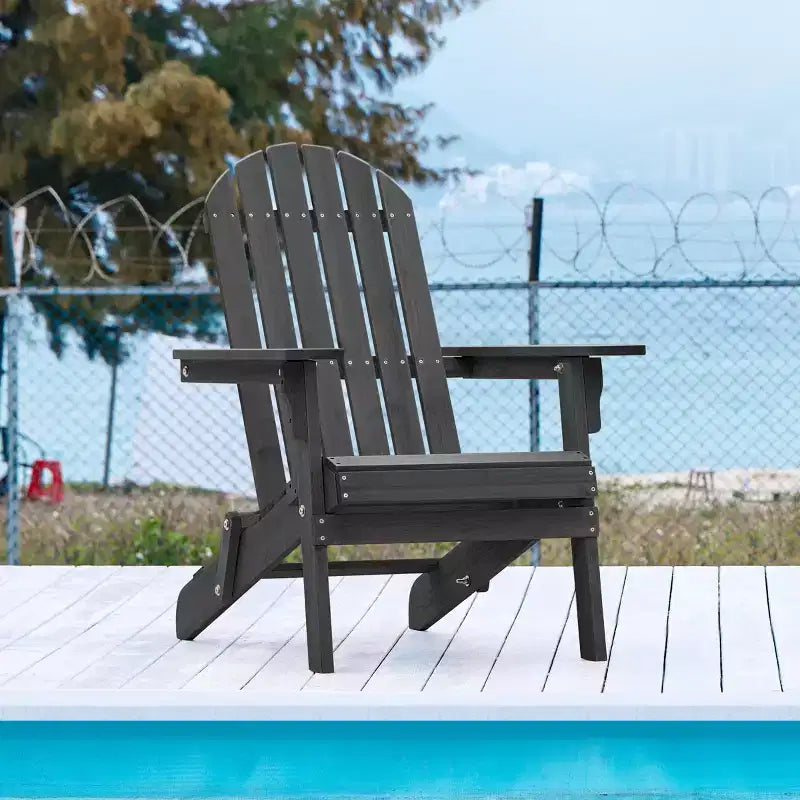 Yaheetech Folding Adirondack Chair Solid Wood Garden Chair Weather Resistant