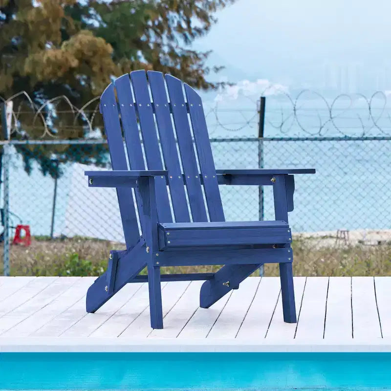Yaheetech Folding Adirondack Chair Solid Wood Garden Chair Weather Resistant
