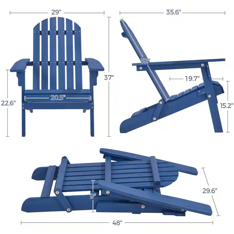 Yaheetech Folding Adirondack Chair Solid Wood Garden Chair Weather Resistant