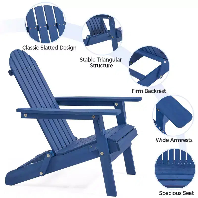 Yaheetech Folding Adirondack Chair Solid Wood Garden Chair Weather Resistant
