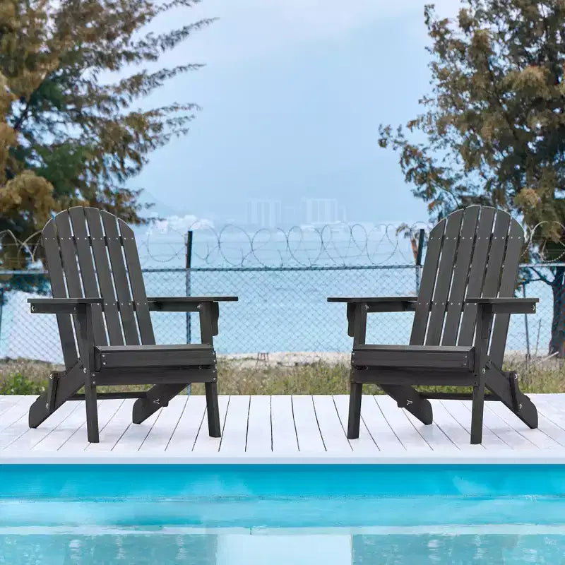 Yaheetech 2-piece Folding Adirondack Chair Solid Wood Outside Chair