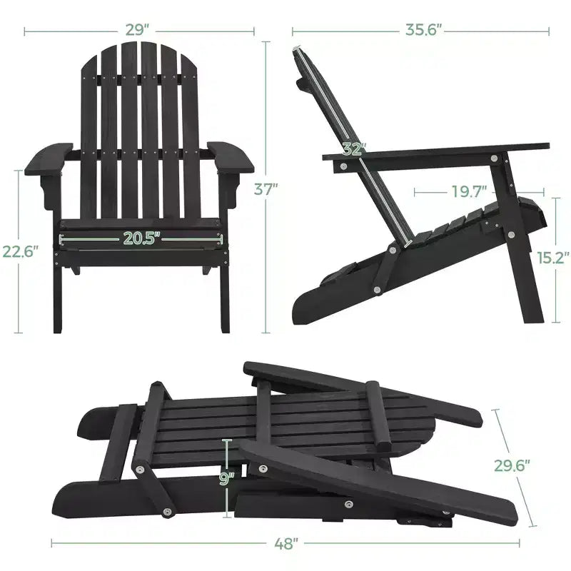 Yaheetech 2-piece Folding Adirondack Chair Solid Wood Outside Chair
