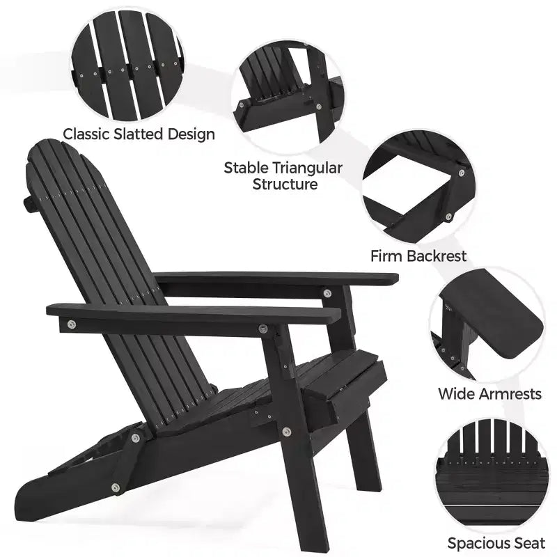 Yaheetech 2-piece Folding Adirondack Chair Solid Wood Outside Chair