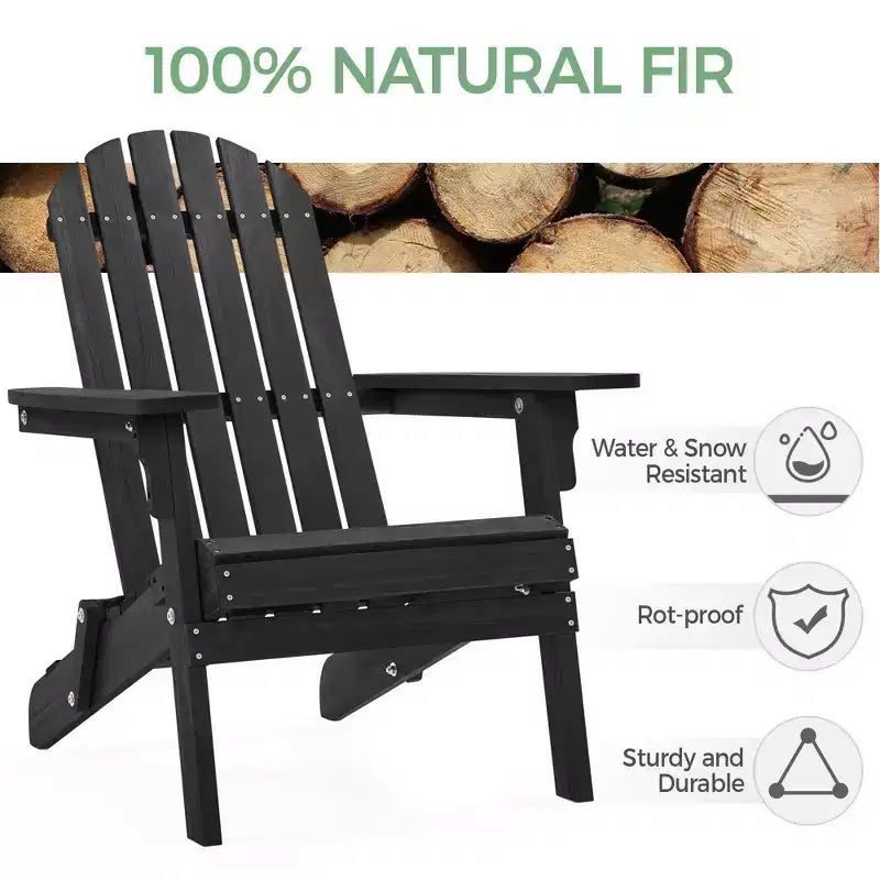 Yaheetech 2-piece Folding Adirondack Chair Solid Wood Outside Chair