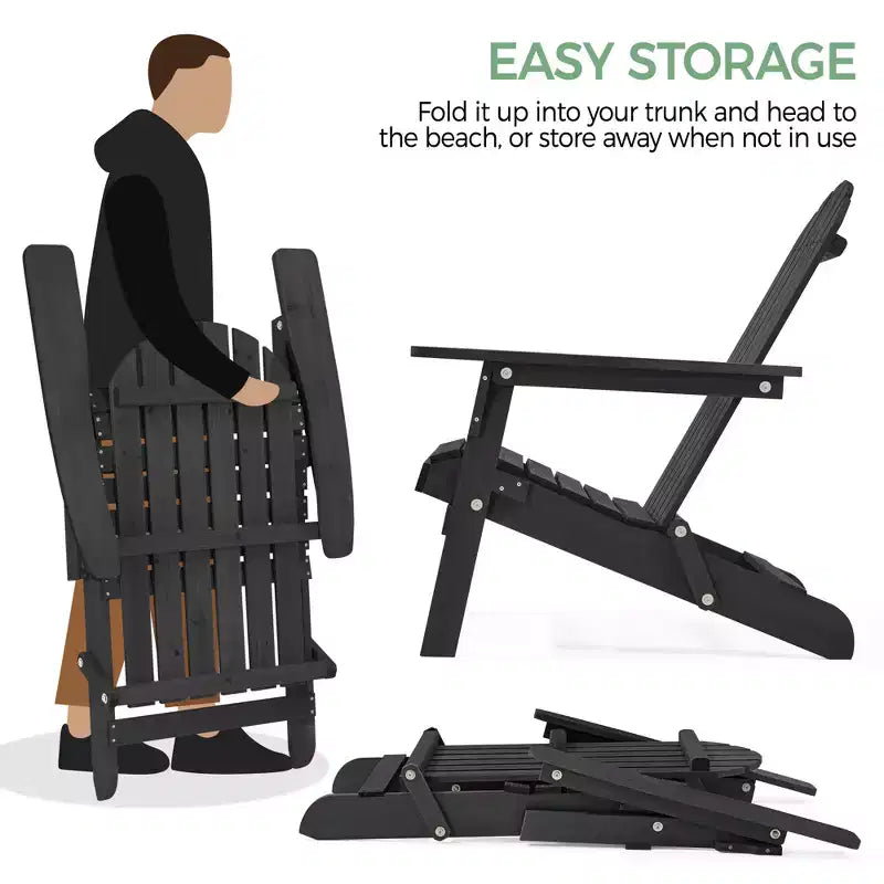 Yaheetech 2-piece Folding Adirondack Chair Solid Wood Outside Chair