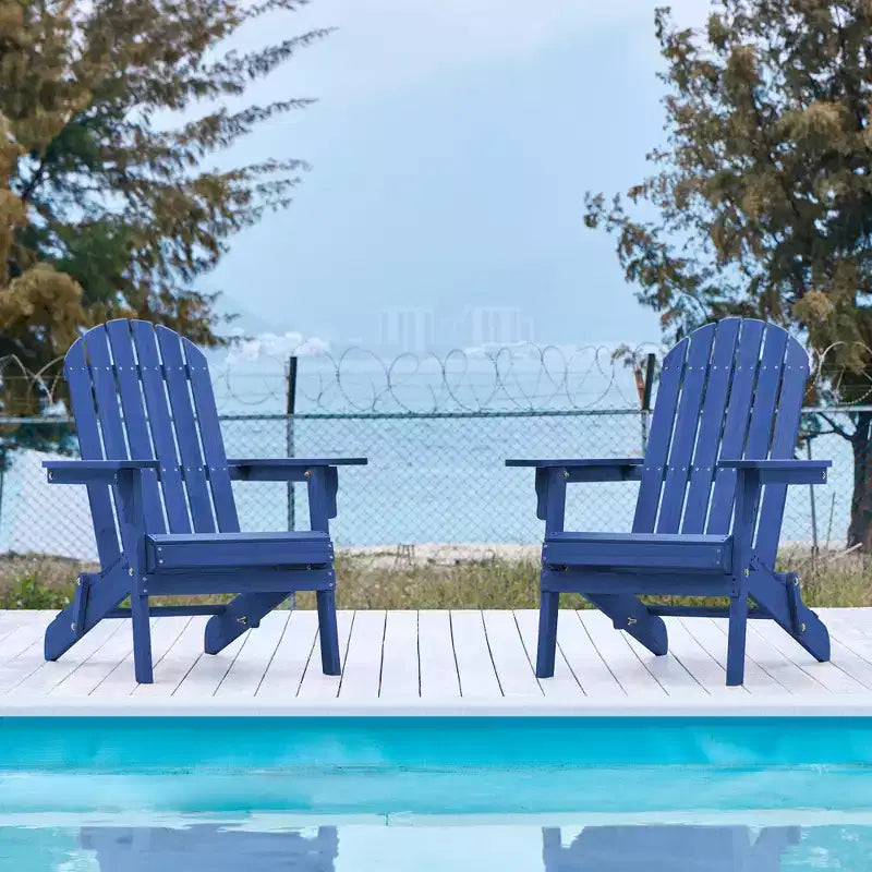Yaheetech 2-piece Folding Adirondack Chair Solid Wood Outside Chair