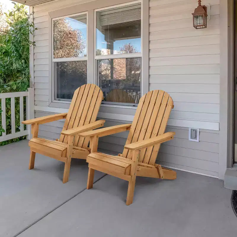 Yaheetech 2-piece Folding Adirondack Chair Solid Wood Outside Chair