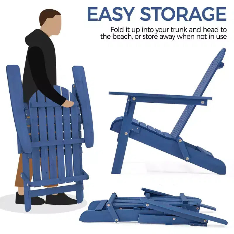 Yaheetech 2-piece Folding Adirondack Chair Solid Wood Outside Chair