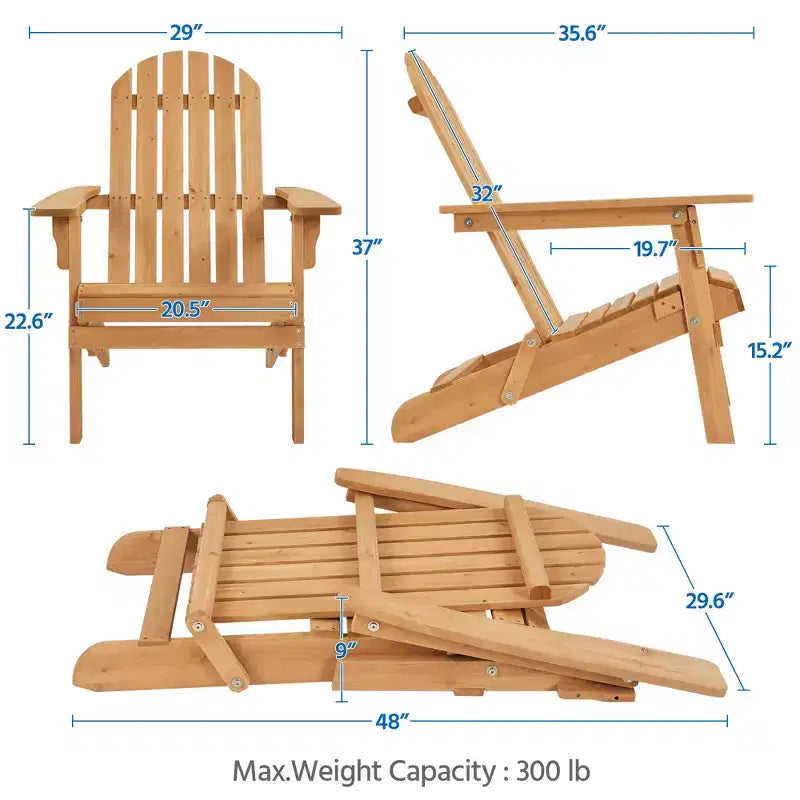 Yaheetech 2-piece Folding Adirondack Chair Solid Wood Outside Chair